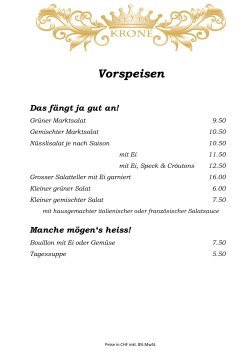 Speisekarte - Restaurant Krone Hedingen