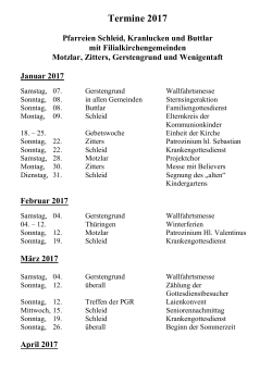 Termine 2017 - Schleid, Kranlucken und Buttlar