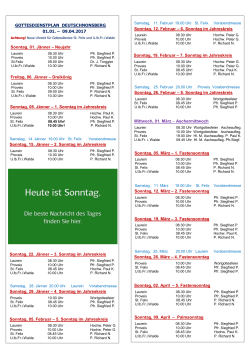 Gottesdienstplan 1.J&auml;nner