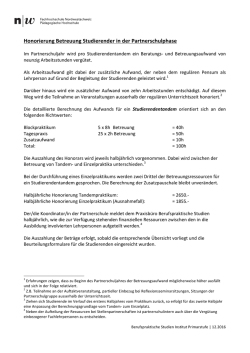 Honorierung Betreuung Studierender in der Partnerschulphase