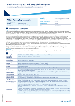 Produktinformationsblatt nach Wertpapierhandelsgesetz Aktien