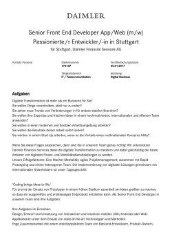 Senior Front End Developer App/Web (m/w) Passionierte/r