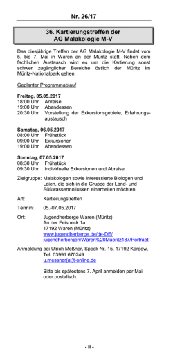 Information aus dem Jahresprogramm