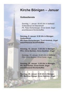 Gottesdienste B&ouml;nigen im Januar 2017