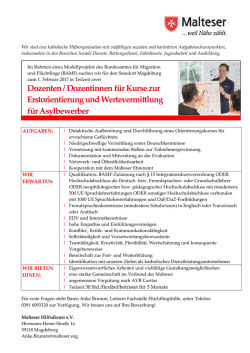 Dozenten / Dozentinnen f&uuml;r Kurse zur Erstorientierung und