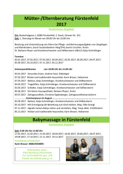 Mütter-/Elternberatung Fürstenfeld 2017 Babymassage in Fürstenfeld