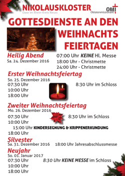 gottesdienste an den weihnachts feiertagen