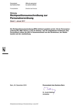 Richtpositionsumschreibung zur - Finanzdirektion