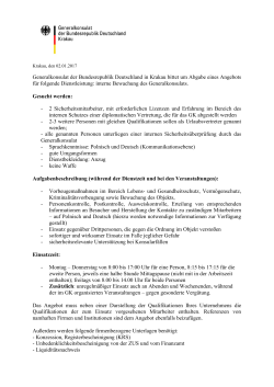 Generalkonsulat der Bundesrepublik Deutschland in Krakau bittet