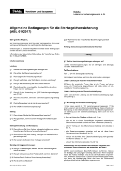 Allgemeine Bedingungen für die Sterbegeldversicherung