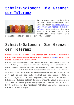 Schmidt-Salomon: Die Grenzen der Toleranz