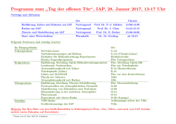 Programm zum ” Tag der offenen Tür“, IAP, 28. Januar 2017, 13