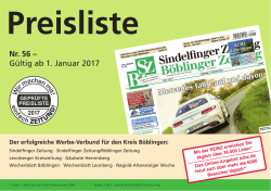 Mediadaten 2017 - Sindelfinger Zeitung / Böblinger Zeitung