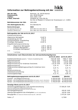 Information zur Beitragsberechnung mit der
