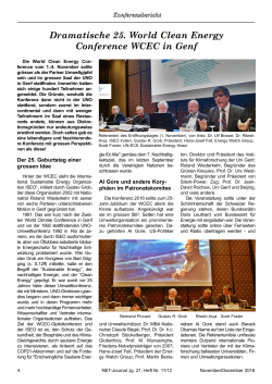 Dramatische 25. World Clean Energy Conference WCEC in Genf