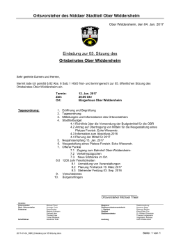 Einladung zur Ortsbeiratssitzung Ober-Widdersheim am