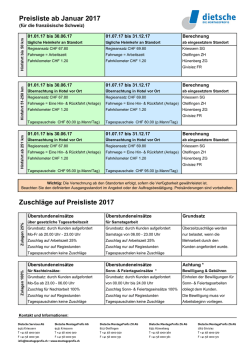 Preisliste für Montagen gemäss GAV (SOR) Deutsch