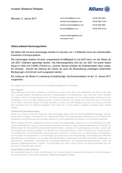 Investor Relations Release