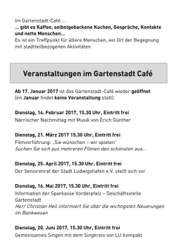 Veranstaltungen im Gartenstadt Café