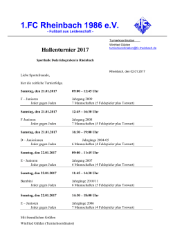 Turnierfolge Hallenturnier 2017