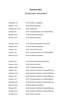 Termine 2017 (Änderungen vorbehalten)