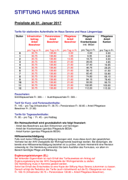Preisliste - Stiftung Haus
