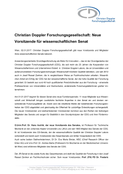 Pressemeldung der CDG - Christian Doppler Forschungsgesellschaft