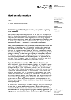 Medieninformation - Thüringer Oberverwaltungsgericht