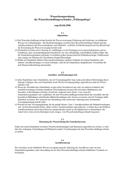 Wasserbezugsordnung vom 01.04.1996 geändert in Kraft ab 01.01