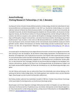 Visiting Research Fellowships (1 bis 3 Monate)