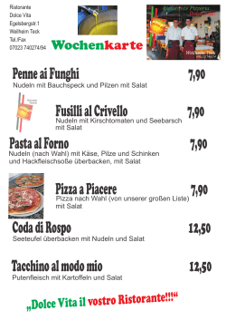 Wochenkarte, 05.01.2017 - Ristorante Pizzeria DOLCE VITA