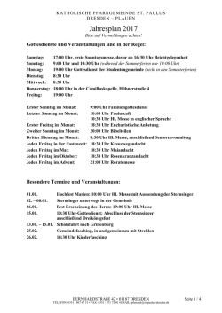Jahresplan 2017 - St.Paulus Dresden