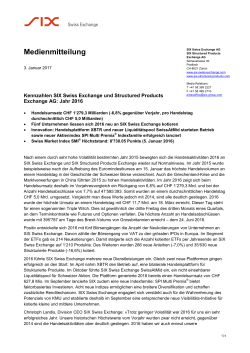Kennzahlen SIX Swiss Exchange und Structured Products