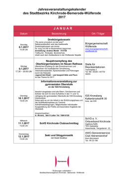 Jahresveranstaltungskalender des Stadtbezirks