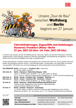 Unsere „Tour de Bau“ zwischen Wolfsburg und Berlin beginnt am 27