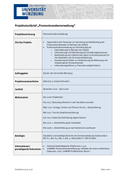 Projektsteckbrief „Promovierendenverwaltung“