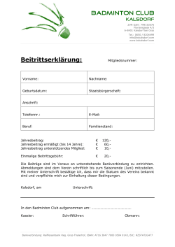 Beitrittserklärung: - Badminton Club Kalsdorf