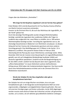 Interview der PC-Gruppe mit Herr Evenius am 01.12.2016