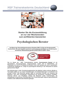 Psychologischer Berater 2017 - MSP Trainerakademie Deutschland