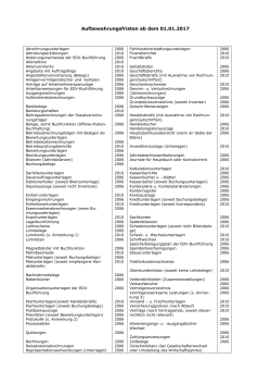 Aufbewahrungsfristen 01.01.2017