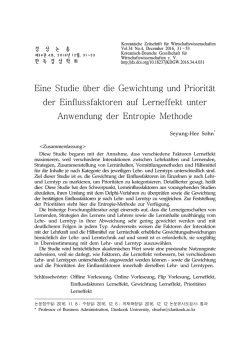 Eine Studie &uuml;ber die Gewichtung und Priorit&auml;t der Einflussfaktoren