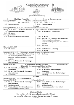 Gottesdienstordnung 1.-8. Januar 2017