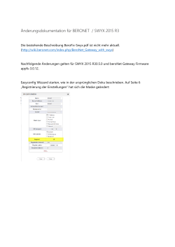 Änderungsdokumentation für BERONET / SWYX 2015 R3