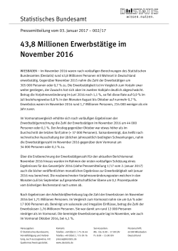 43,8 Millionen Erwerbstätige im November 2016