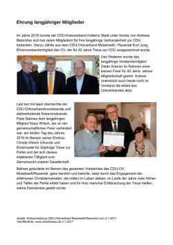 Ehrung langj&auml;hriger Mitglieder