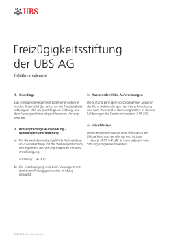 Gebührenreglement UBS Freizügigkeitsstiftung