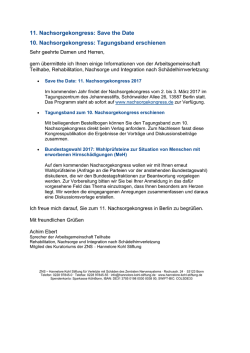 11. Nachsorgekongress: Save the Date 10. Nachsorgekongress
