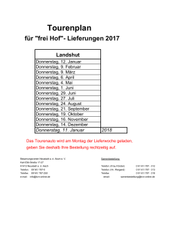Tourenplan - des Besamungsverein Neustadt