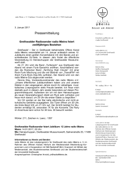 Greifswalder Radiosender radio 98eins feiert zw&ouml;lfj&auml;hriges Bestehen