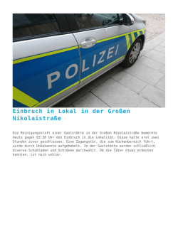 Einbruch in Lokal in der Gro&szlig;en Nikolaistra&szlig;e